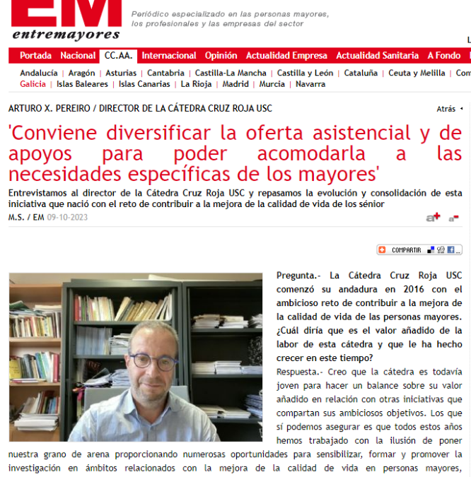 Entremayores entrevista al director de la Cátedra Cruz Roja USC, Dr. Arturo X. Pereiro
